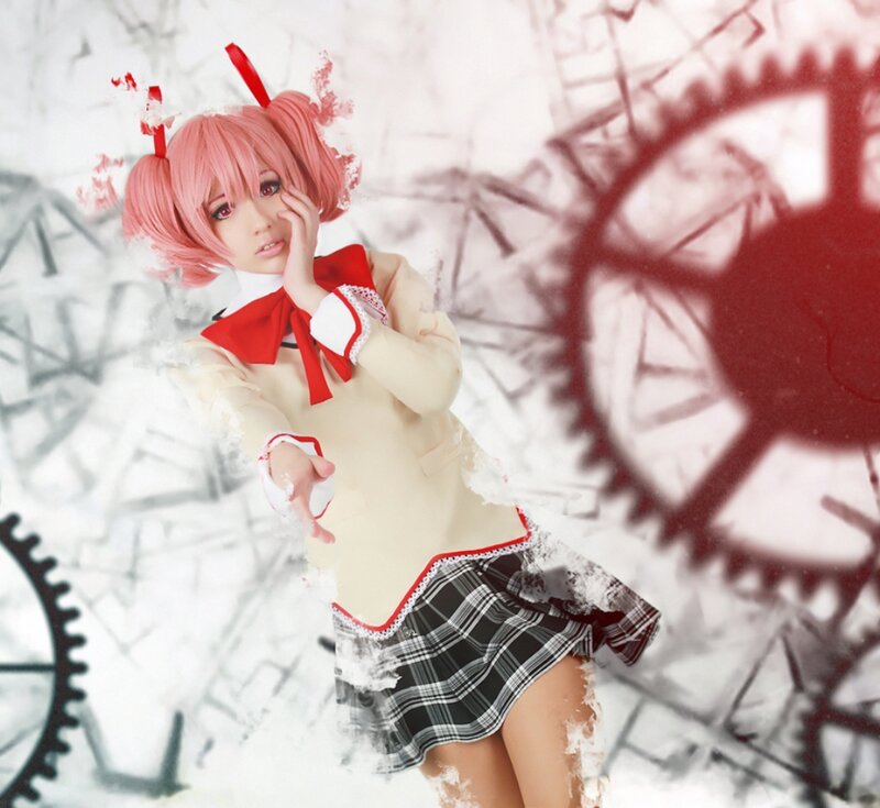 Cosplayer with Pink Hair — Dramatic, Photograph