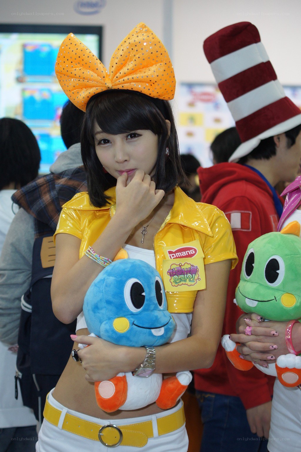 Cosplayer with plush toys