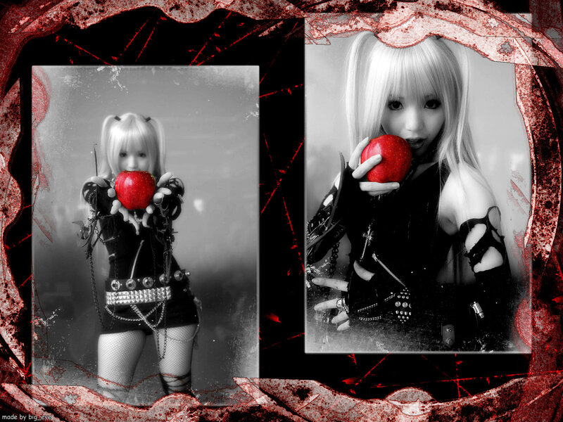 cosplayer with red apple