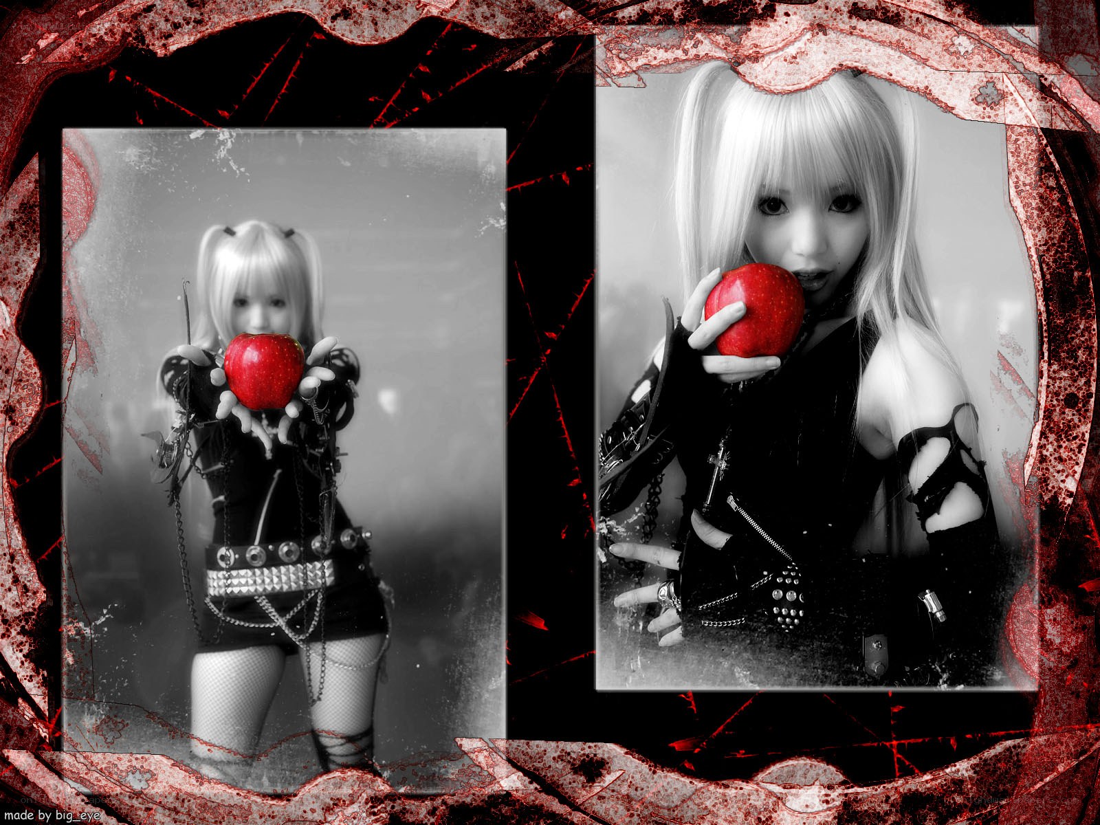 cosplayer with red apple