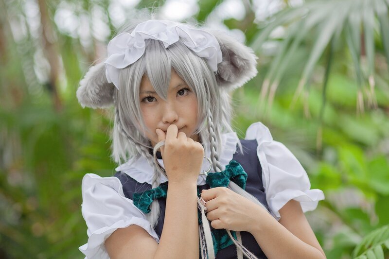 Cosplayer with Silver Hair — Playful