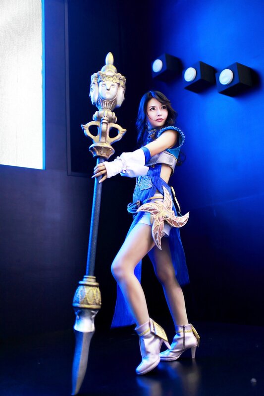 cosplayer with staff prop