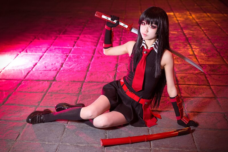 Cosplayer with Sword — Red, Dramatic