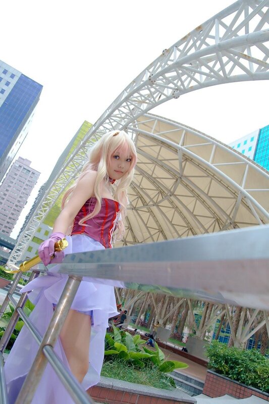 Cosplayer with Sword — White