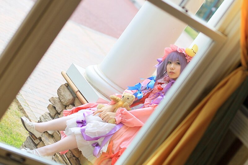 Cosplayer with Teddy Bear — Pink