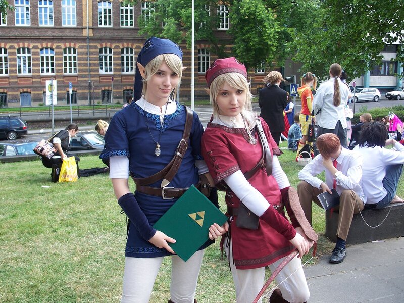 Cosplayers at a public event