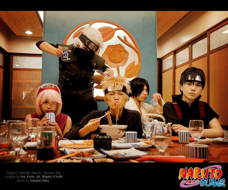 Cosplayers at Dinner Table