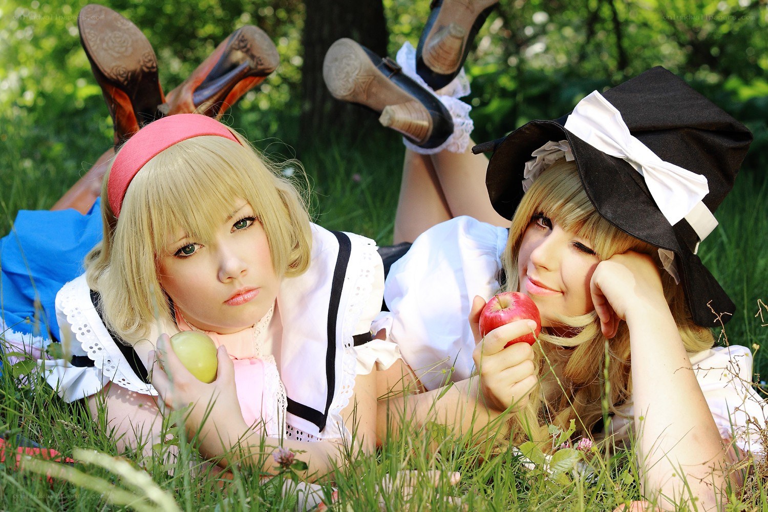 Cosplayers in a park
