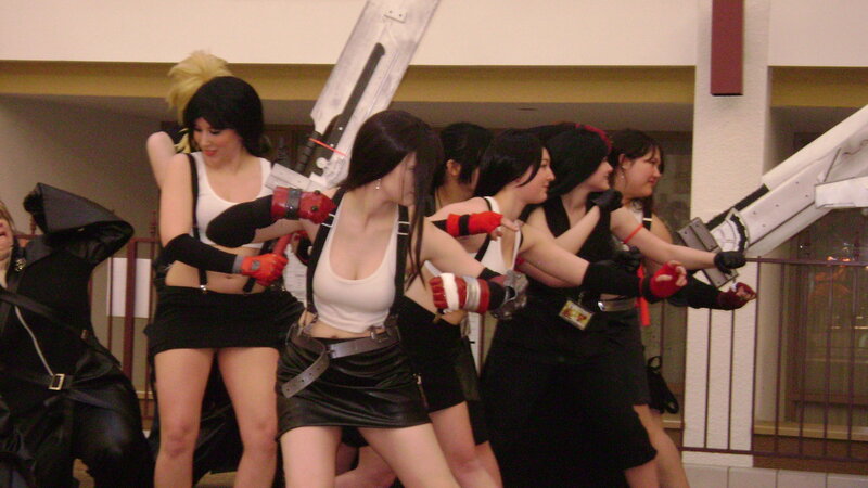 cosplayers in action
