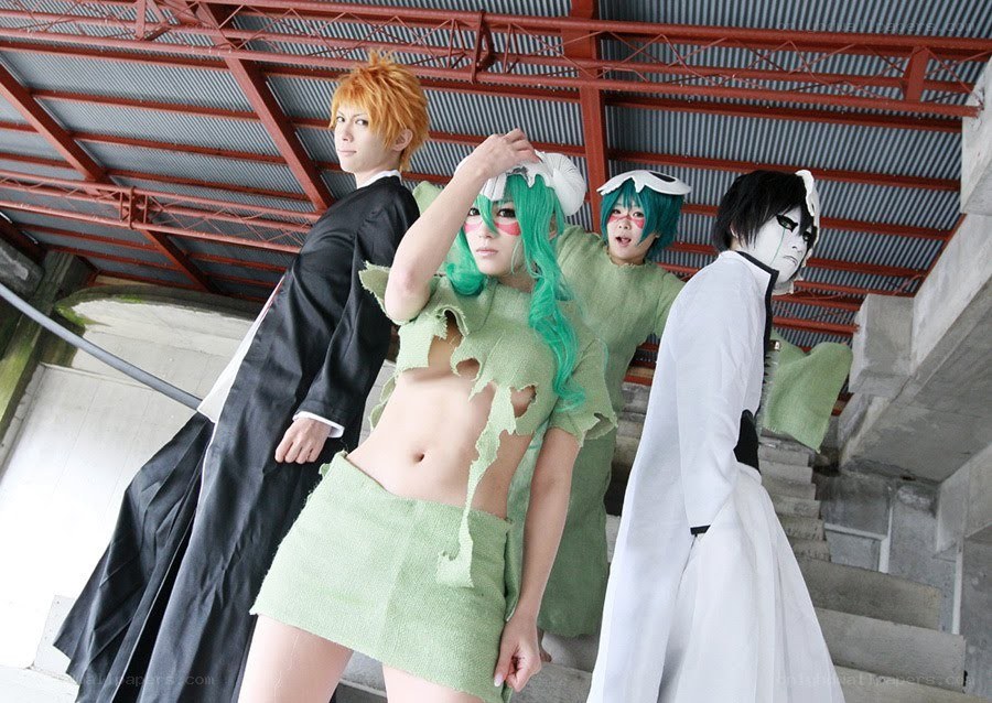 Cosplayers in character costumes