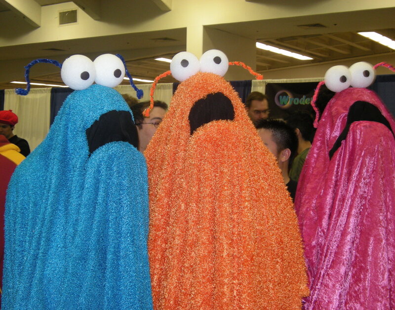 Cosplayers in colorful costumes