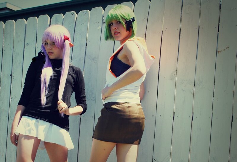 cosplayers in colorful wigs