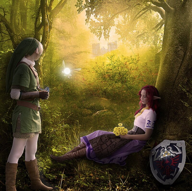 Cosplayers in Forest