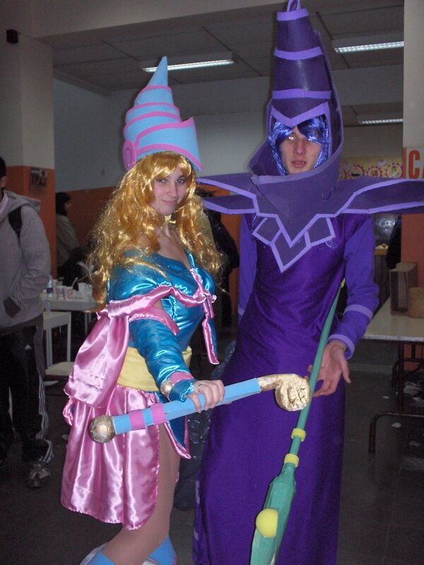 Cosplayers in wizard costumes