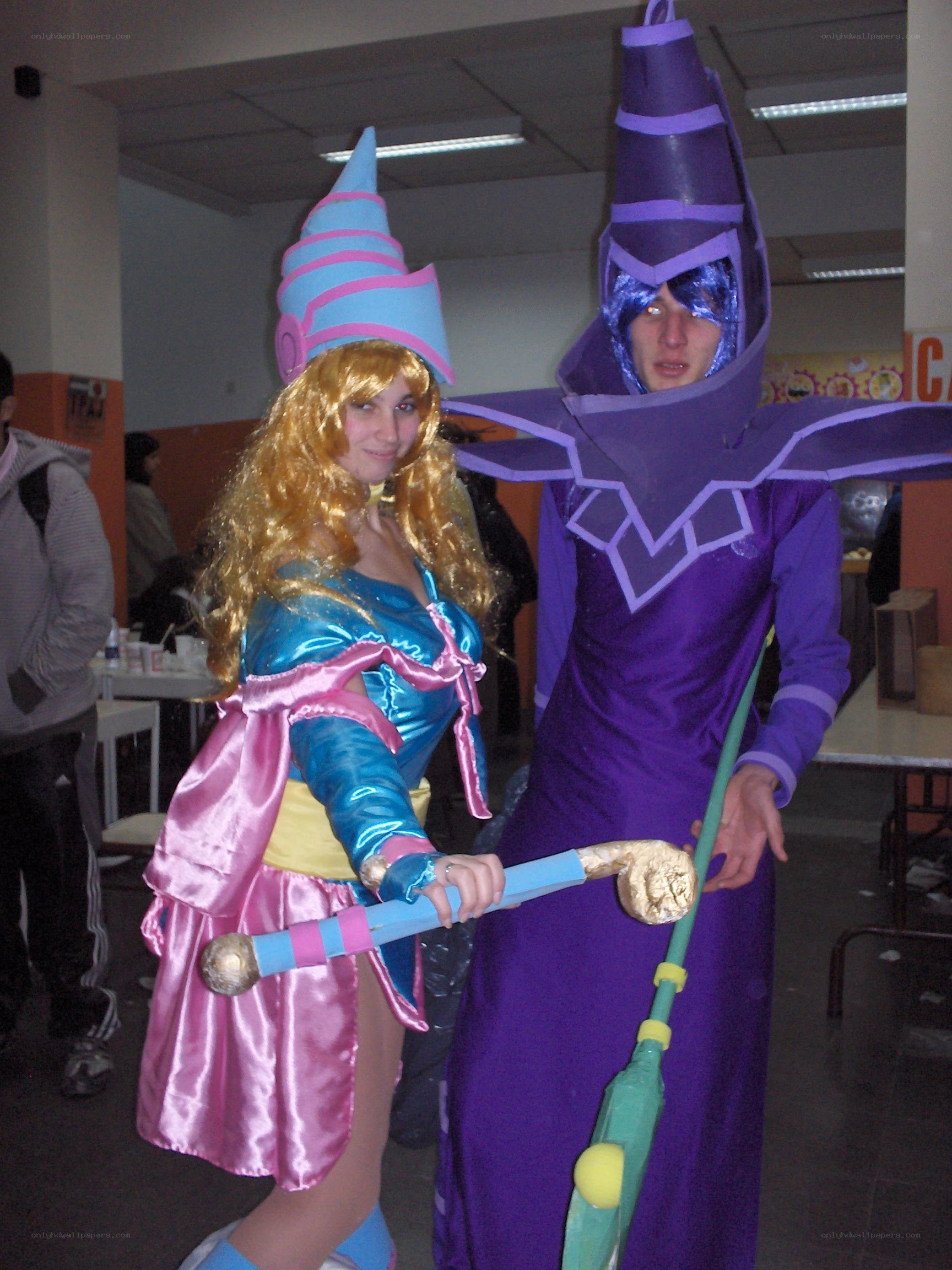 Cosplayers in wizard costumes