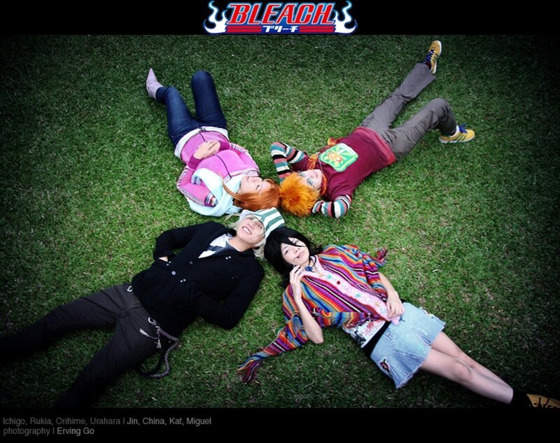Cosplayers on Grass