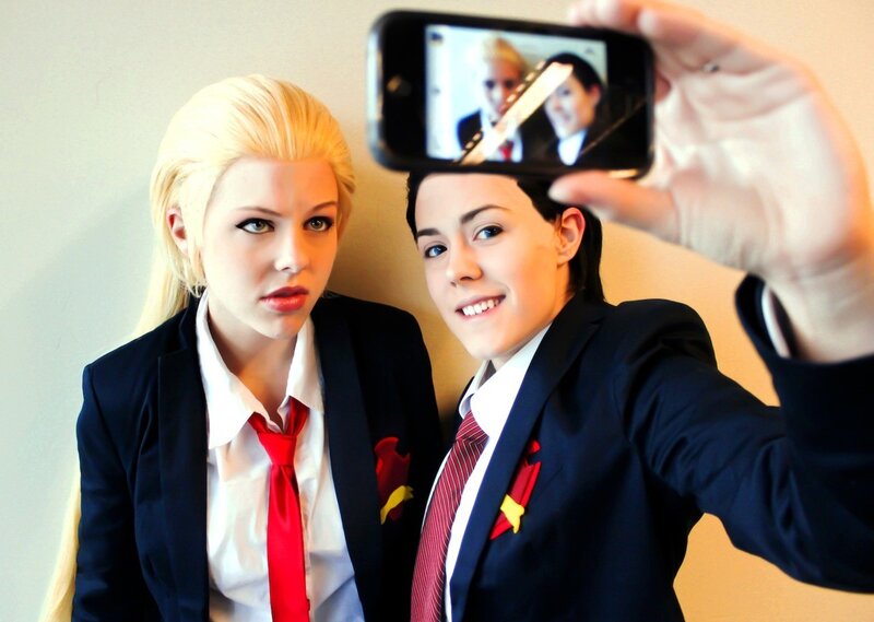 Cosplayers taking a selfie