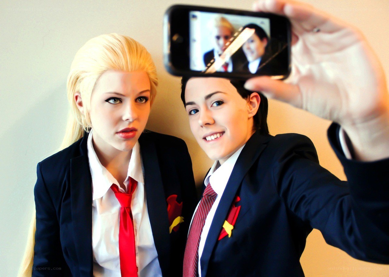 Cosplayers taking a selfie