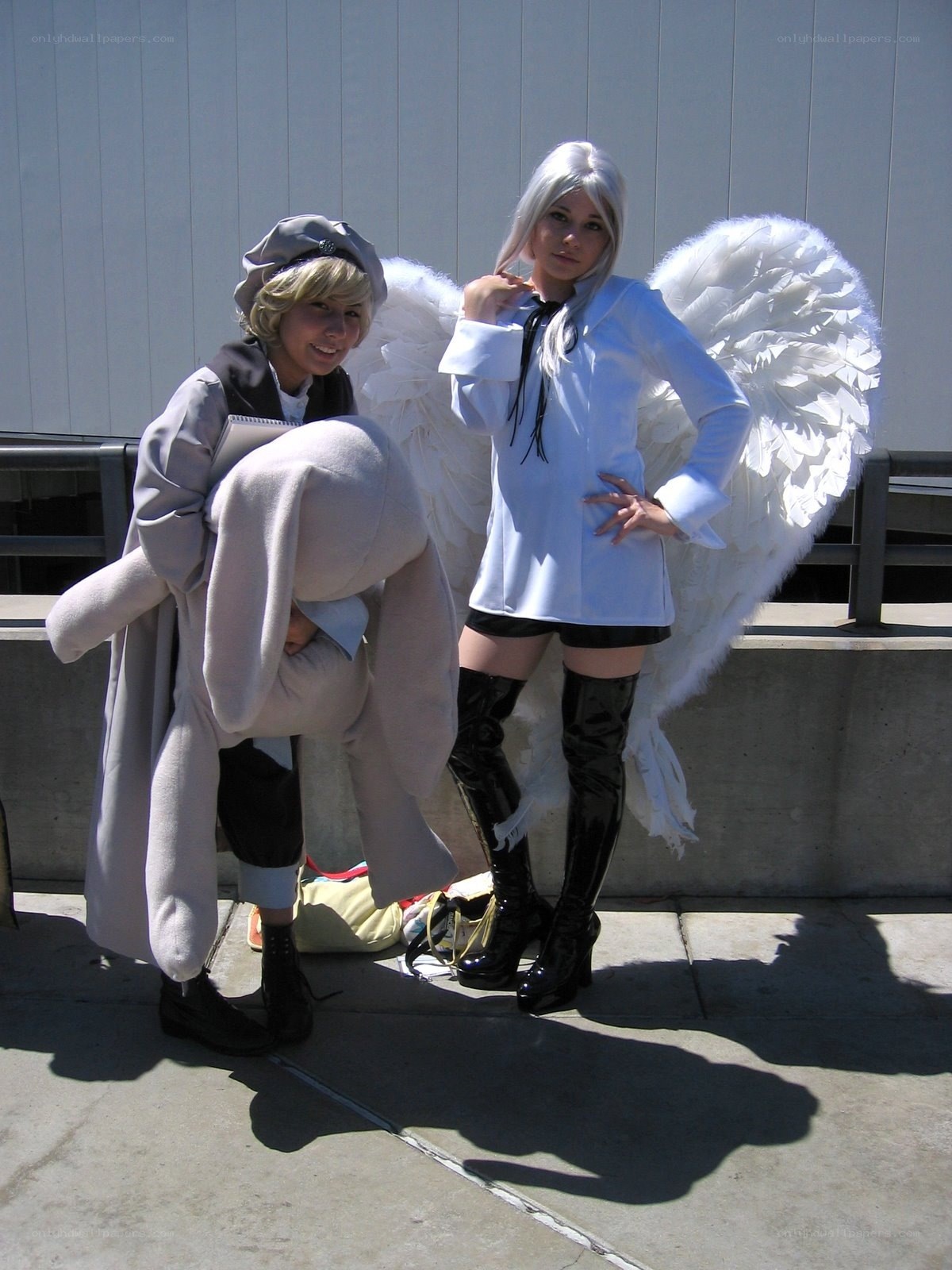 Cosplayers with angel wings