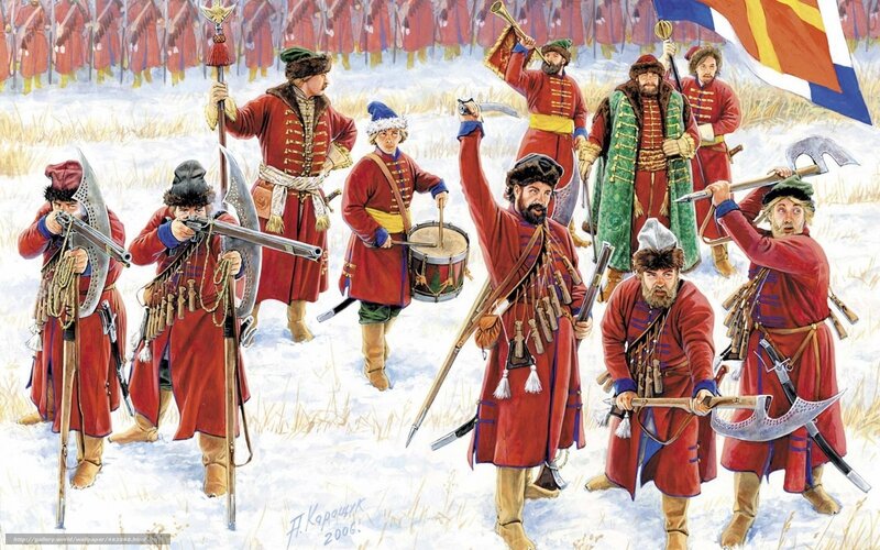 Cossack soldiers in winter