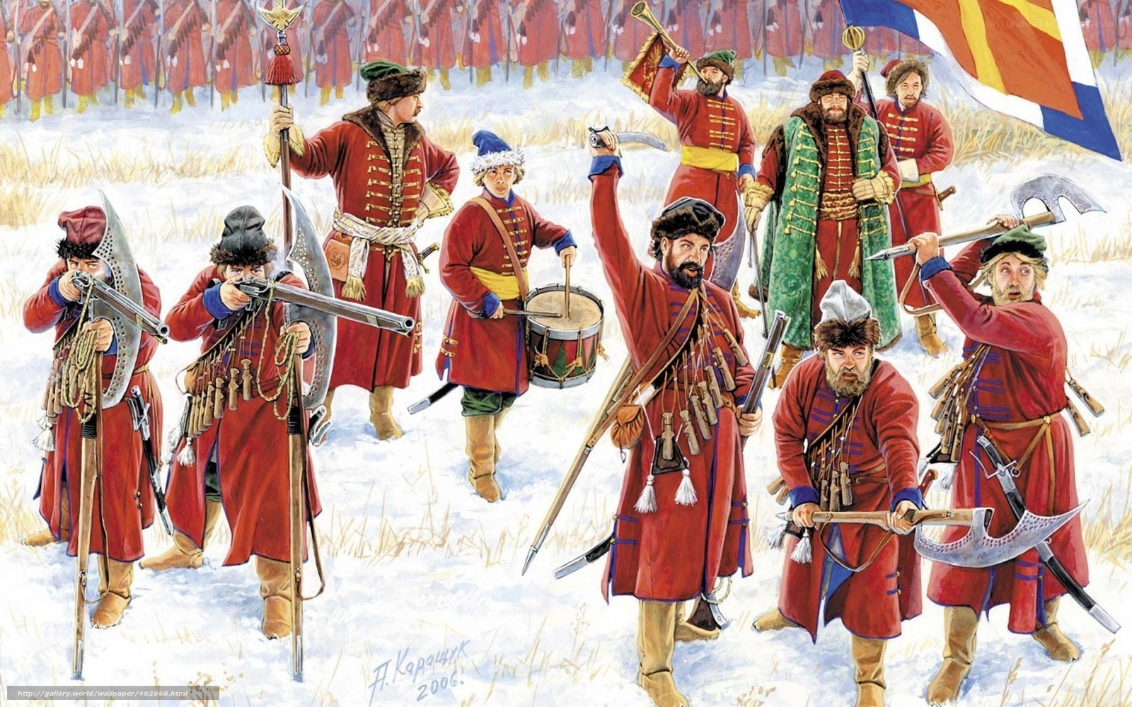 Cossack soldiers in winter
