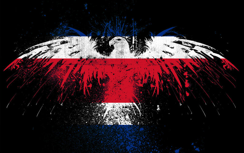 Costa Rican flag with eagle