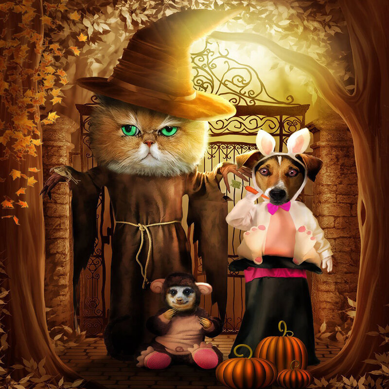 Costumed Animals in Autumn