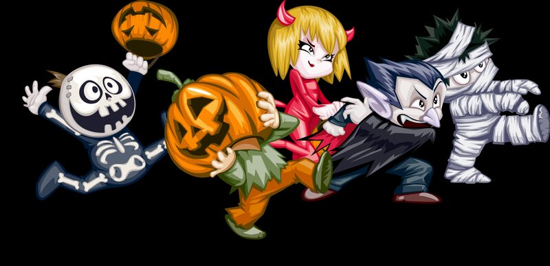 Costumed Characters Running