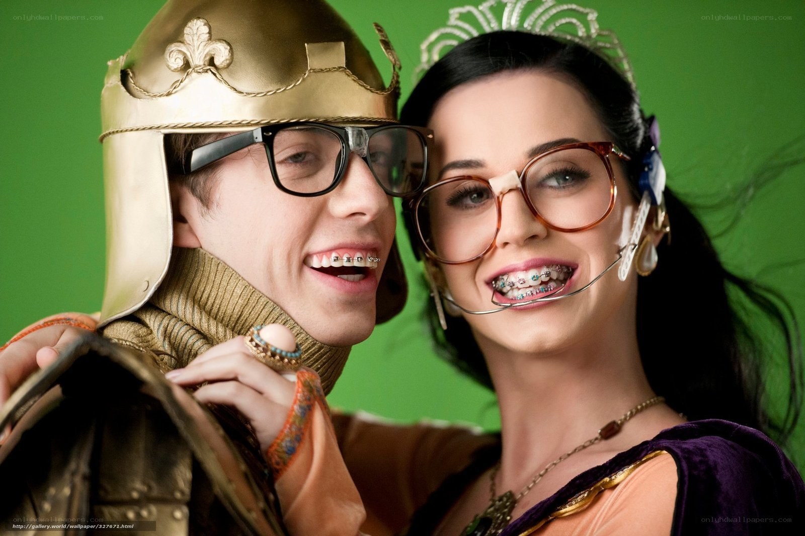 costumed couple with braces