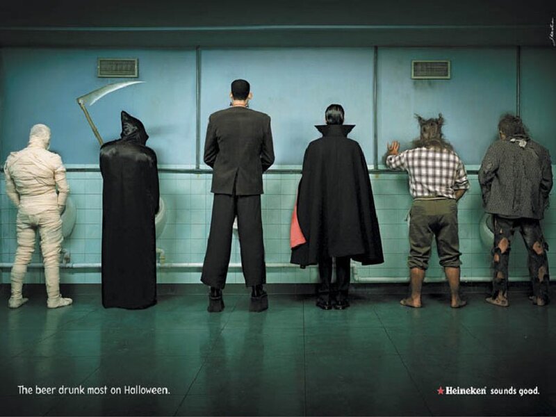 Costumed Figures in Bathroom