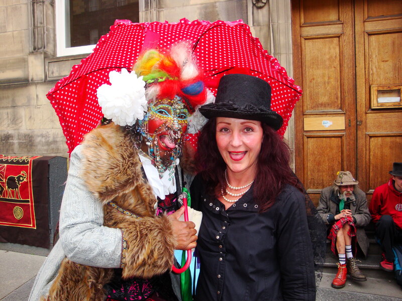 Costumed performers on street