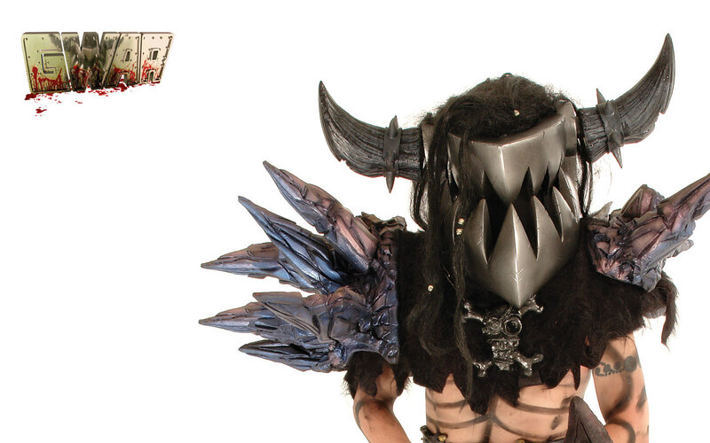 costumed warrior with horns