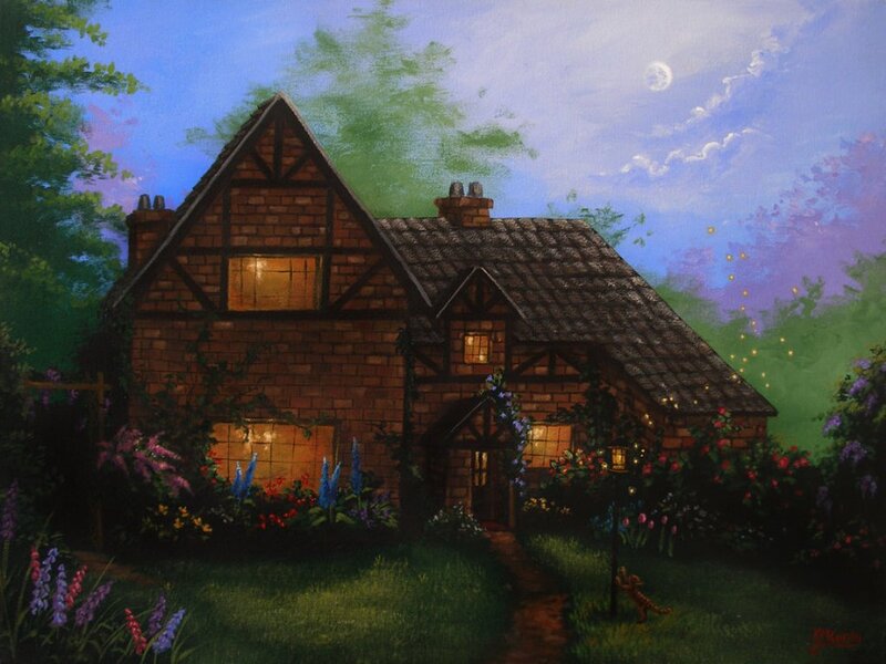 Cottage at Dusk — Green