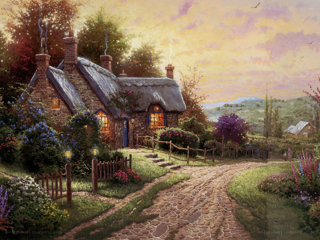 Cottage at dusk