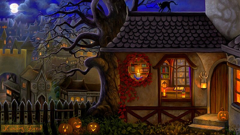 Cottage at Night — Blue, Creepy