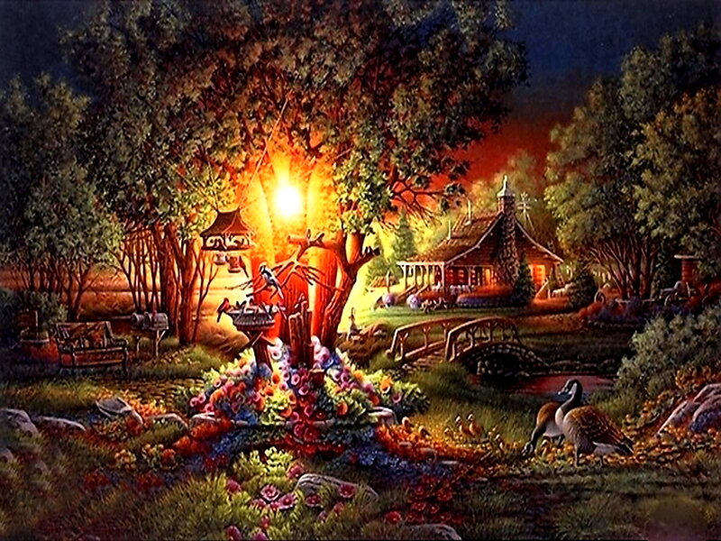 Cottage at Night — Orange