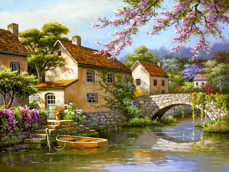 Cottage by a Canal — Green