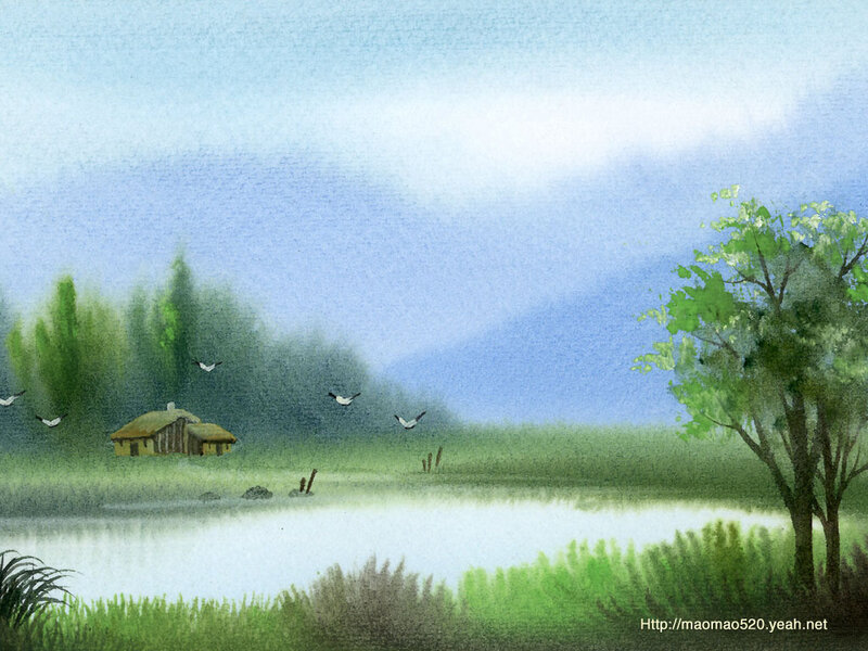 Cottage by a Lake — Green, Serene
