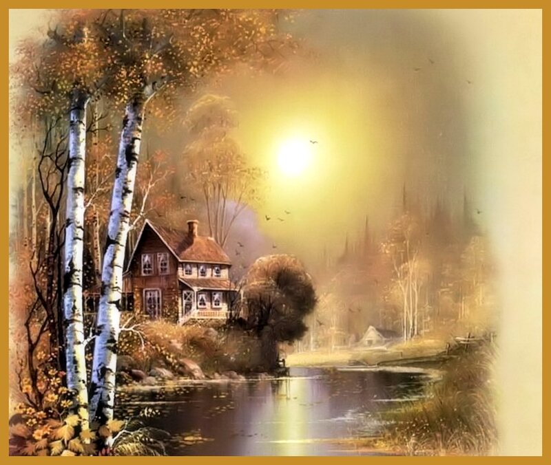 Cottage by a Lake — Yellow, Serene