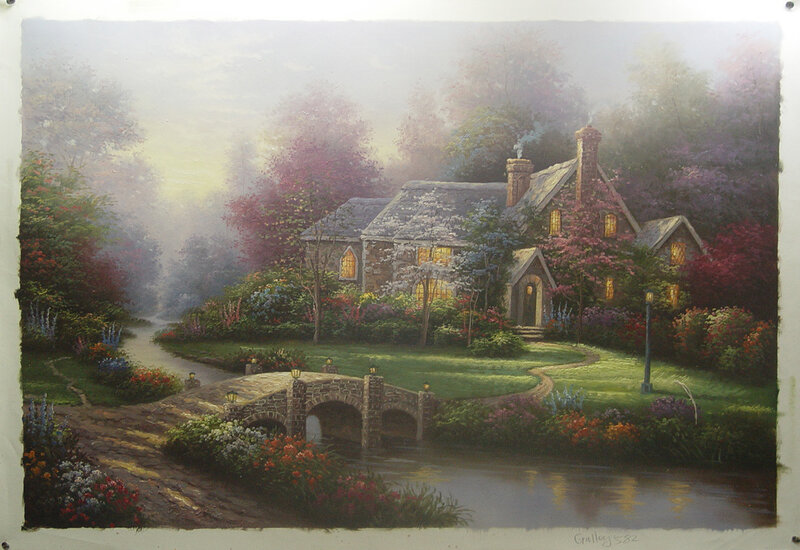 Cottage by a River — Green, Serene