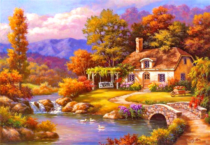 Cottage by a River — Orange