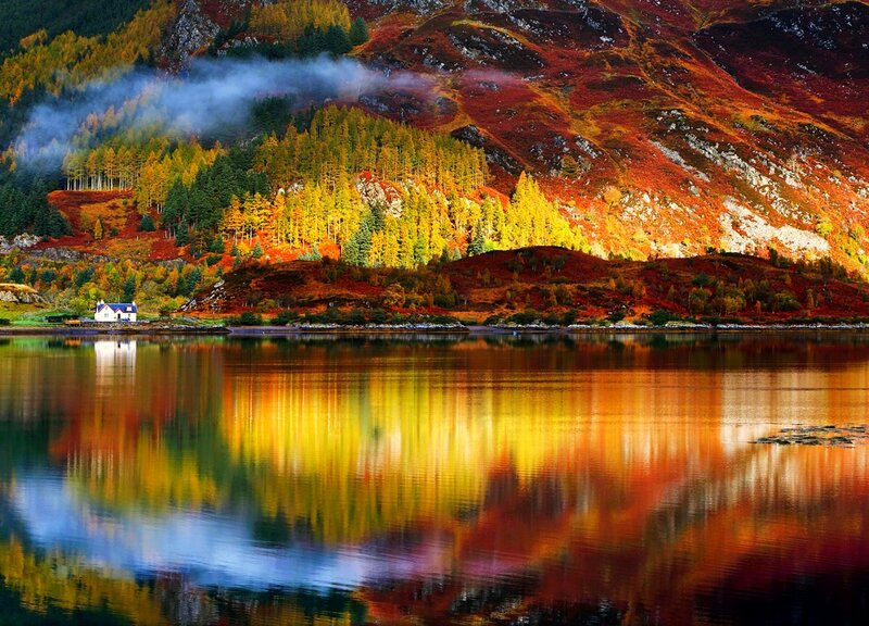 Cottage by Autumn Lake — Orange