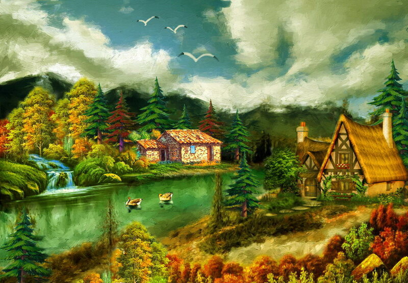 Cottage by Lake — Green