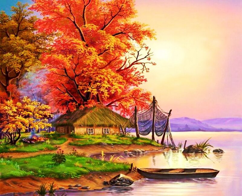 Cottage by Lake — Red