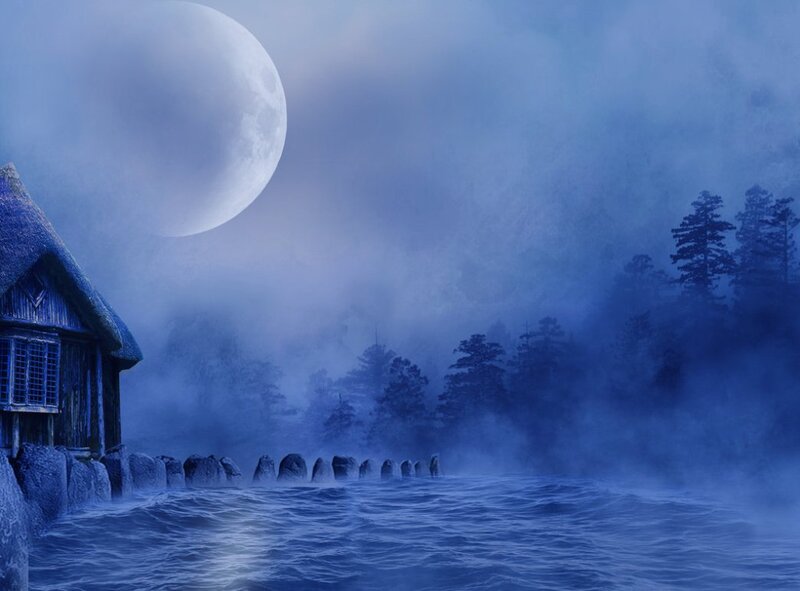 Cottage by Misty Lake