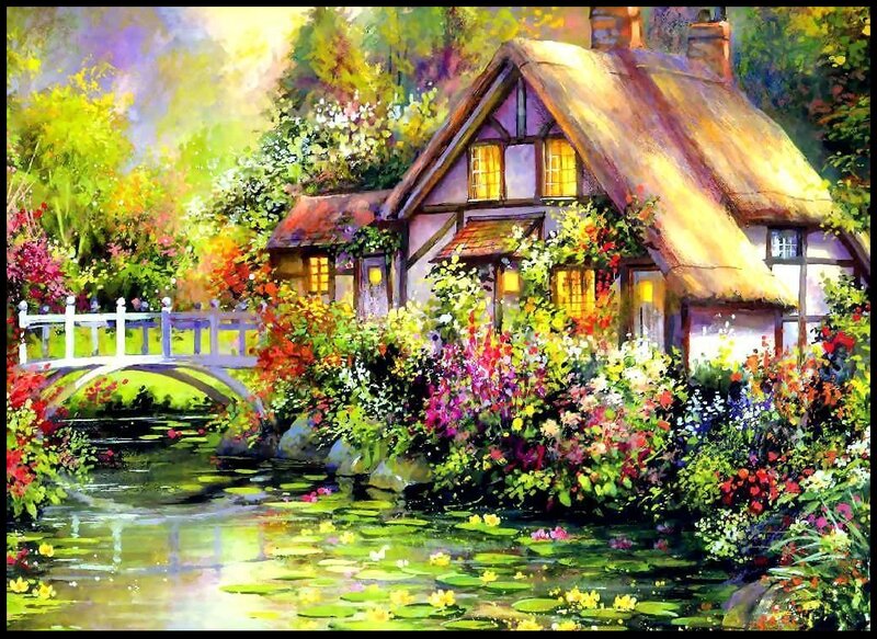 Cottage by Pond — Green