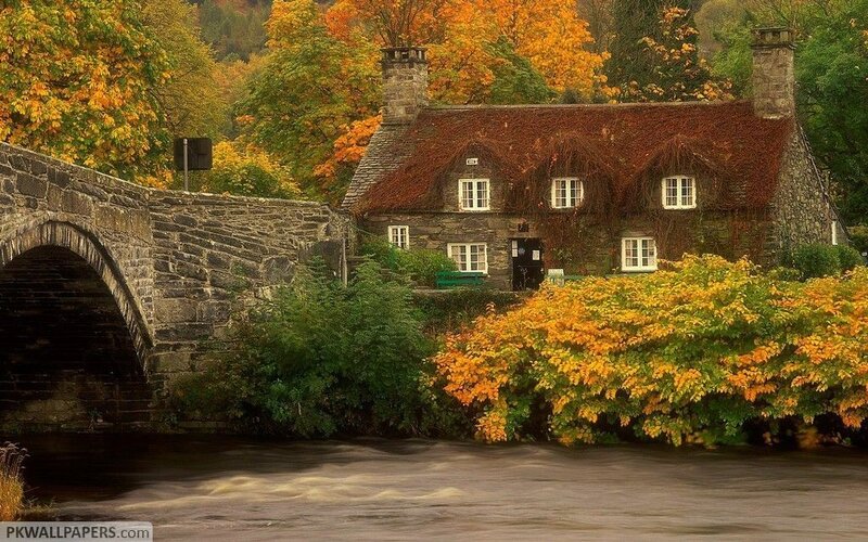 Cottage by River — Orange