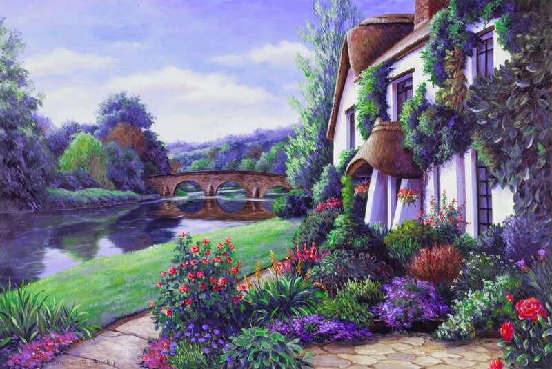 Cottage by River — Purple