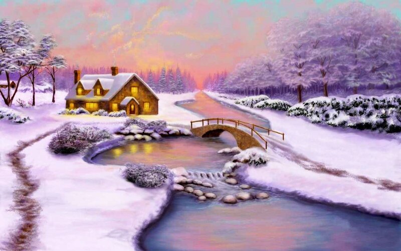 Cottage by River — White