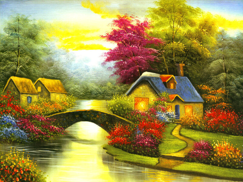 Cottage by River — Yellow